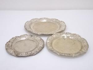 ANTIQUE SILVER PLATED / CARVING CAKE PLATE SET OF 3 / 567g